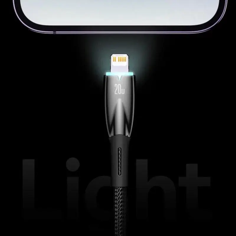 Дата кабель Baseus Glimmer Series Fast Charging Data Cable Type-C to Lightning 20W 1m (CADH000001) Black - фото 5