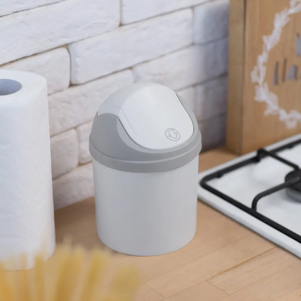 Відро для сміття MBM My Home з кришкою 1.6 л сіре (BIN-10 1.6L GRAY) - фото 7