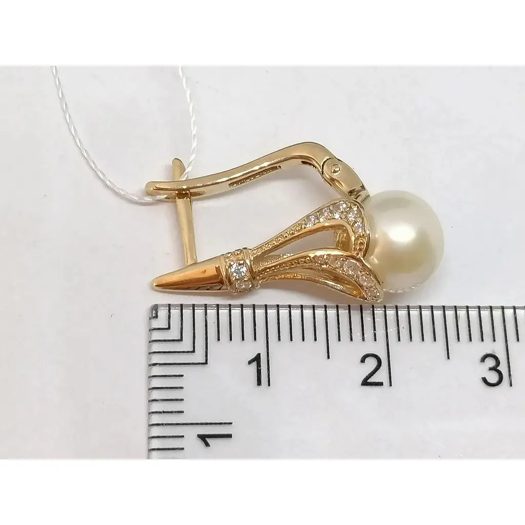 Золоті сережки Імперія золота з фіанітами і перлами. СВ755(2)І - фото 5