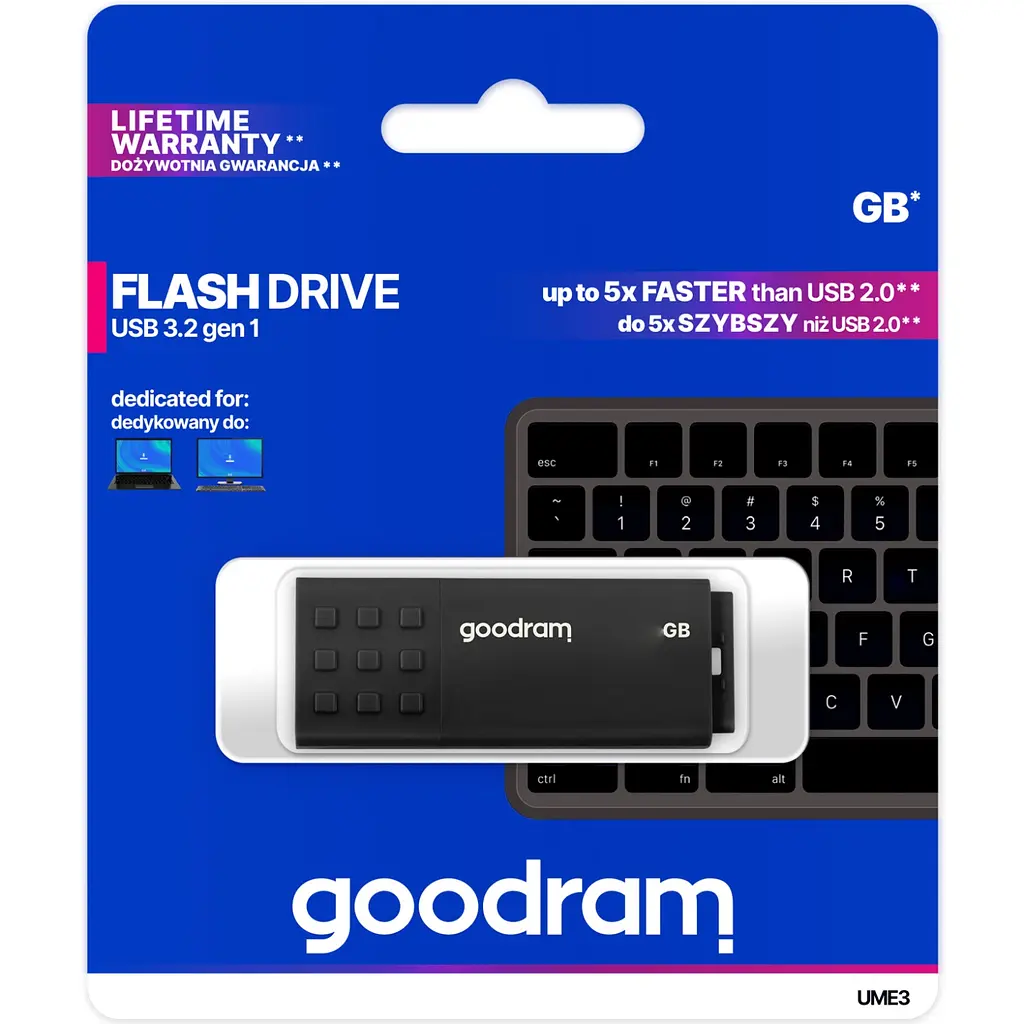 USB Flash GoodRAM 256GB USB 3.2 UME3 Black, Retail - фото 5