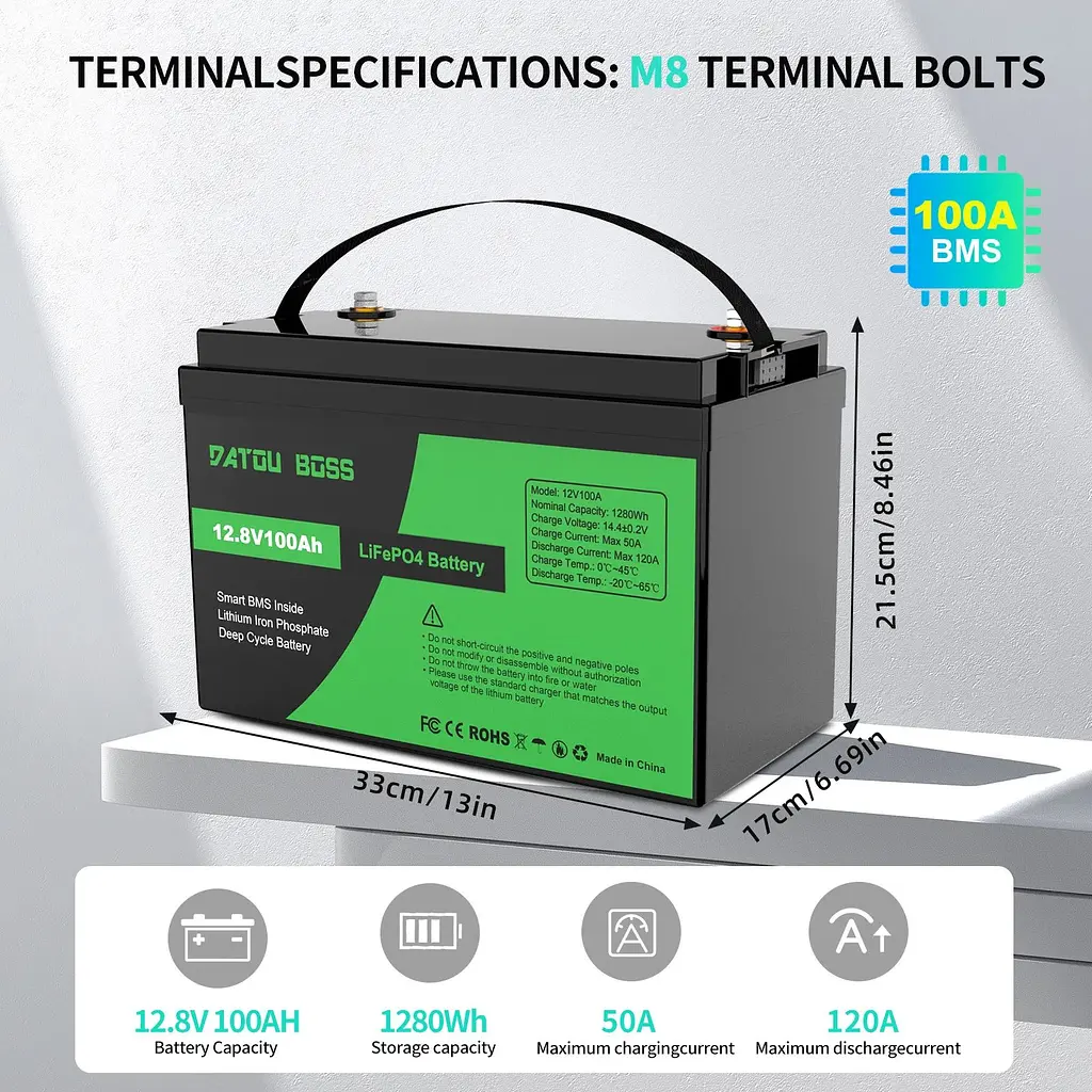 Акумулятор DATOU BOSS LiFePO4 12V (12.8V/100Ah/1280Wh) (SP-DT-12V100A-A01-EU) [154676] - фото 3