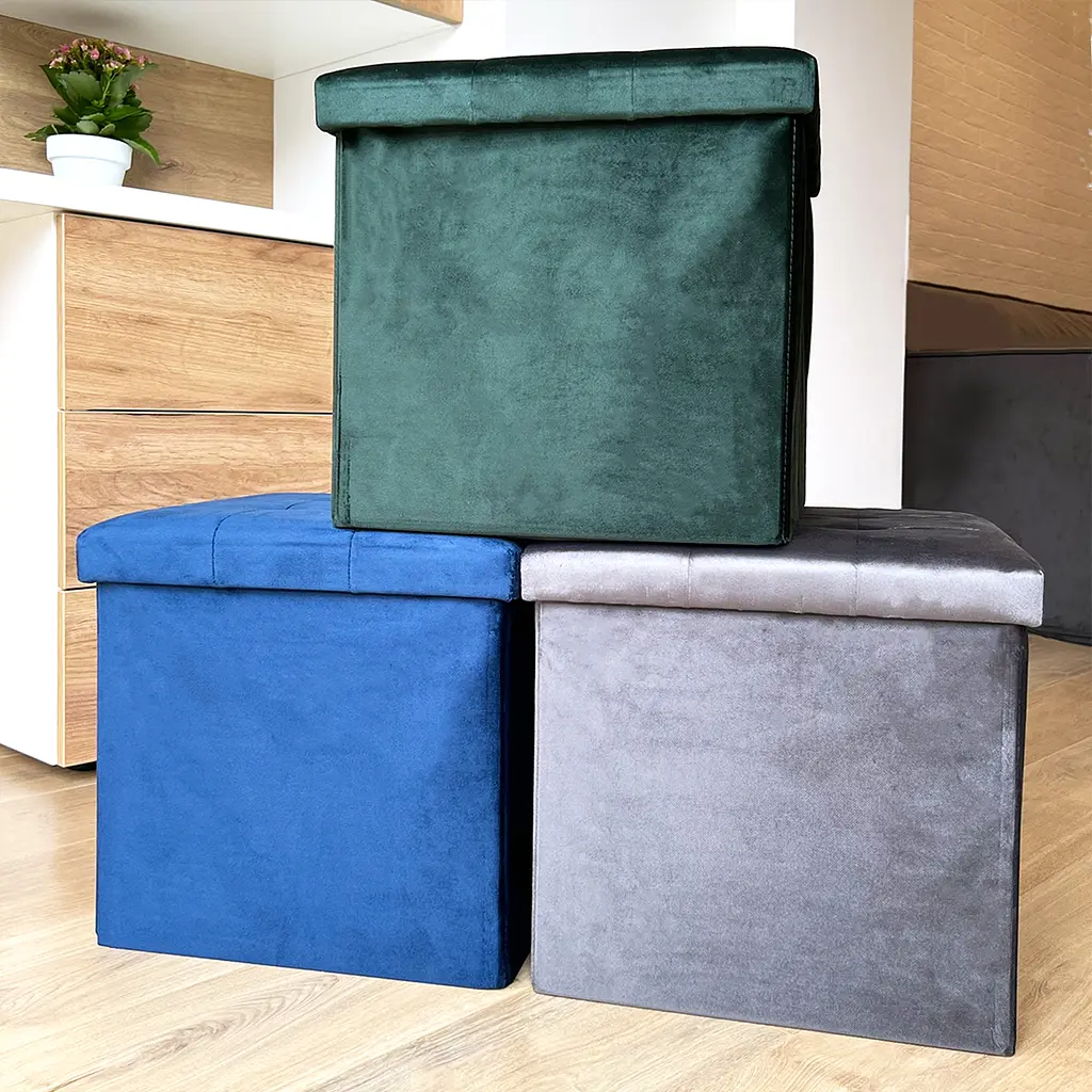 Пуф для зберігання МВМ My Home велюровий 380х380х380 мм сірий (TH-05 GRAY) - фото 9