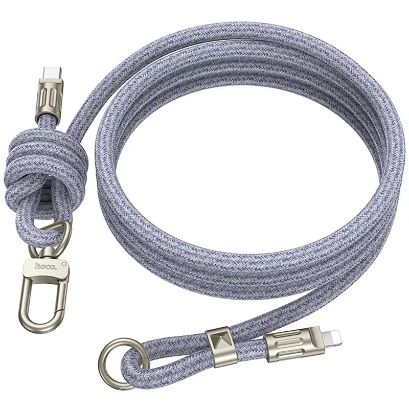 Дата кабель-шнурок Hoco GH7 Elegant Type-C to Lightning (1.8m) Denim Blue - фото 4