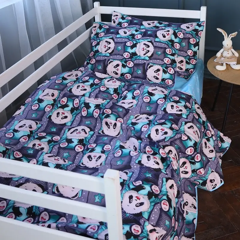 Простирадло Mirson на резинці Kids Time 17-0722 Tiny Panda 70х140 см бязь блакитне (2200010688849) - фото 5