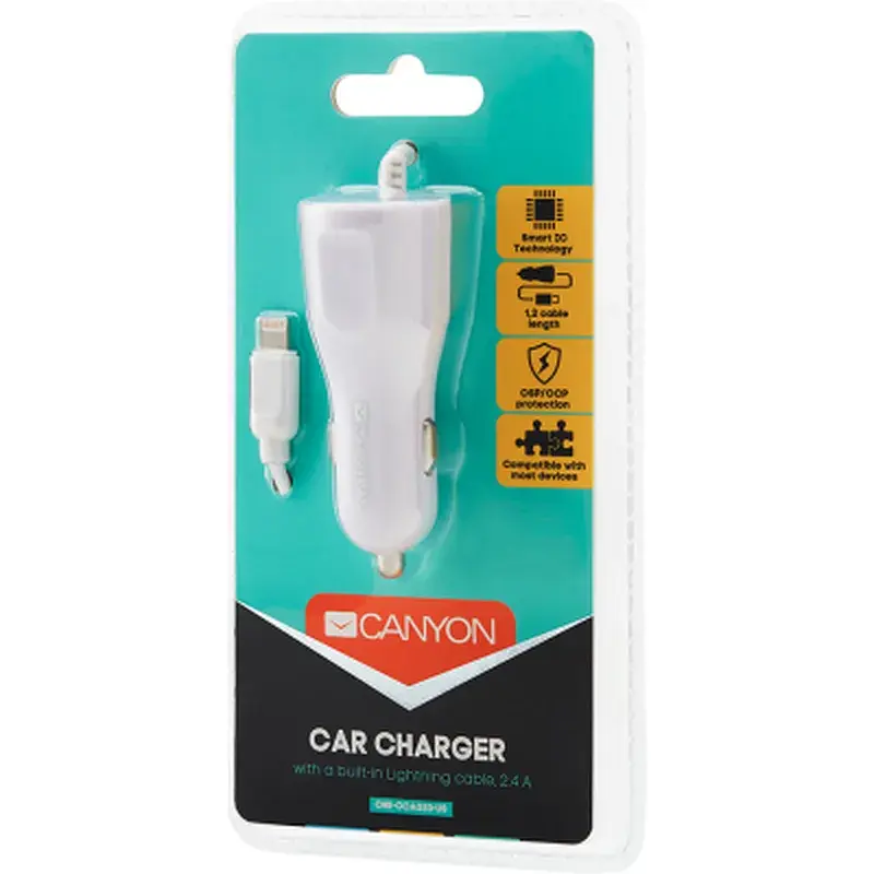 Зарядний пристрій Canyon 1xUSB car adapter (CNE-CCA033W) - фото 3
