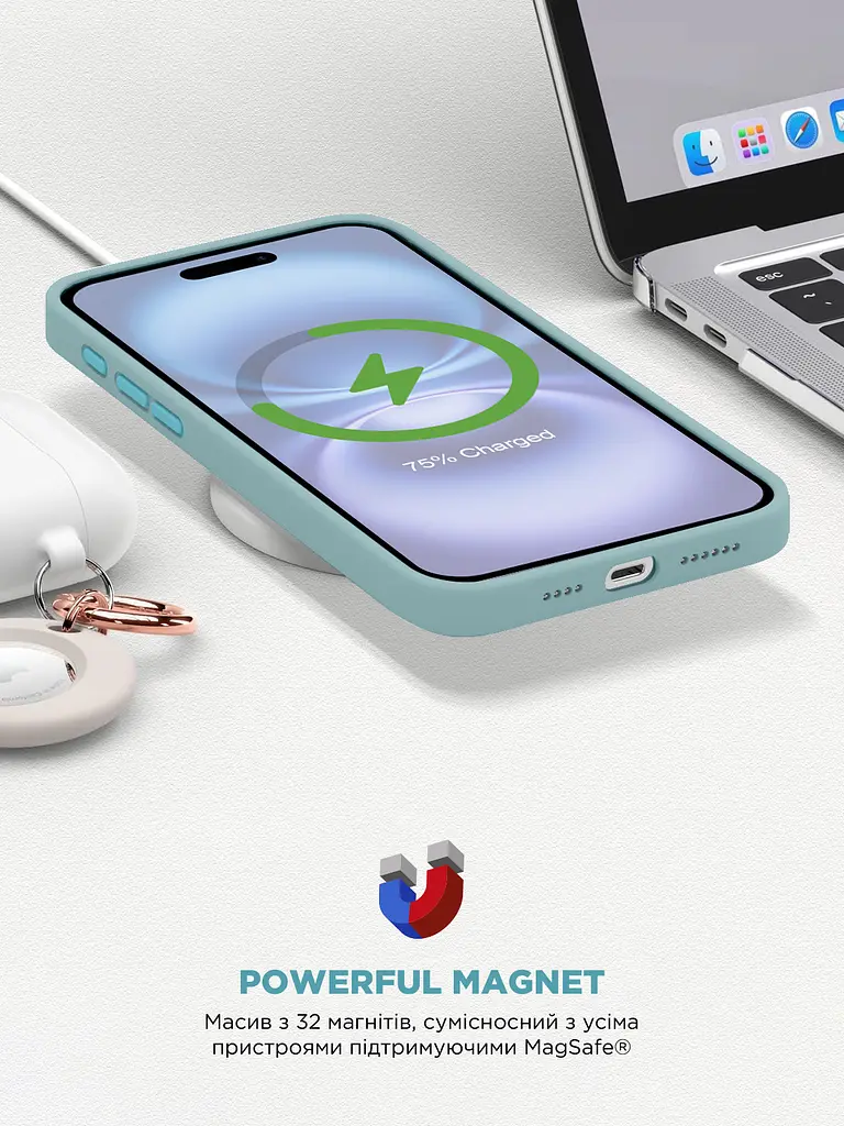 Силиконовый чехол с MagSafe для Apple iPhone 16, ICON2 MagCase, голубой, противоударный, панель с мягкой подкладкой, защита всего корпуса, поддержка беспроводной зарядки, совместим с защитными стеклами и пленками, ArmorStandart (ARM80184) - фото 9