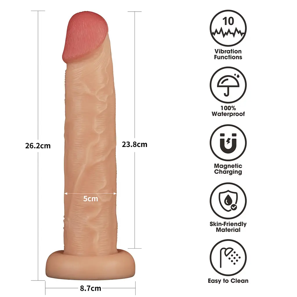 Реалістичний вібратор Vibrating Power Basics Cock 10" тілесний - фото 2