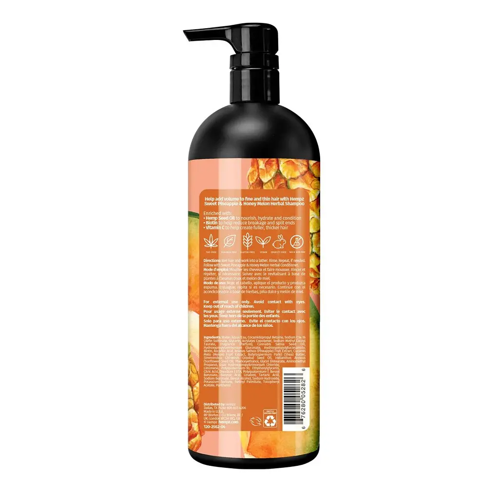 Шампунь "ананас-медова диня" для об'єму Hempz 1000 ml - фото 2