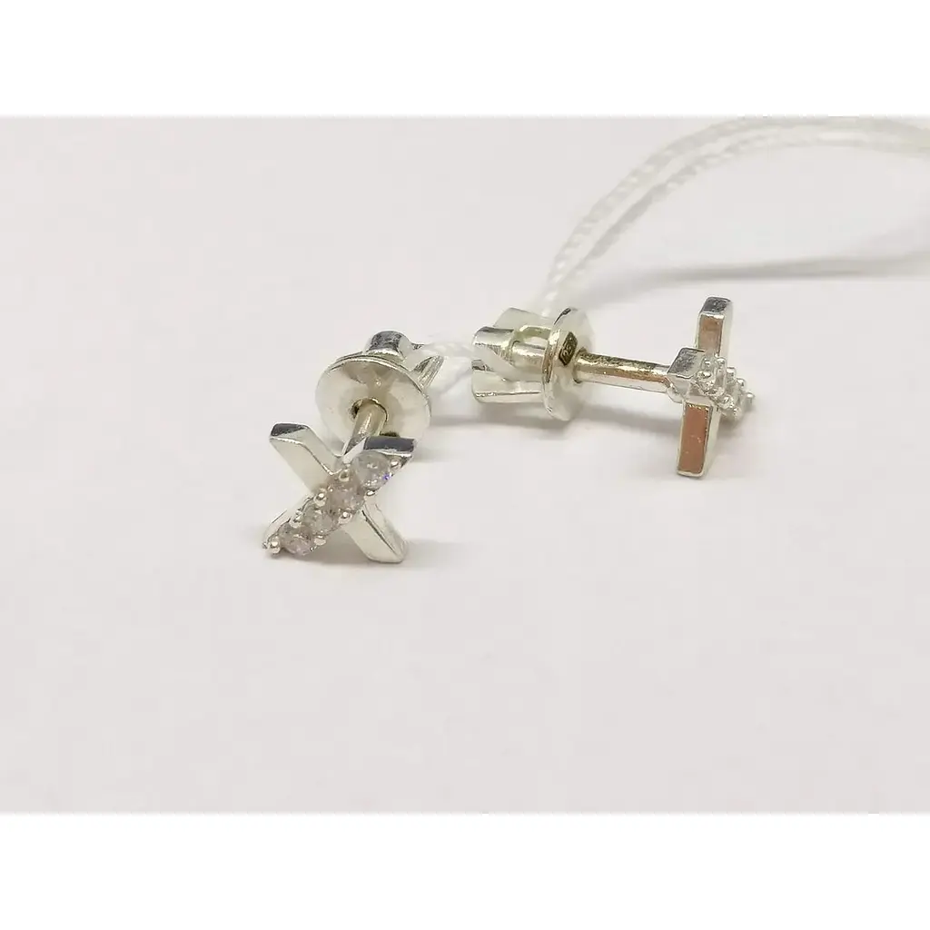 Серебряные серьги-пуссеты Aurora с фианитами. 82560Б - фото 3