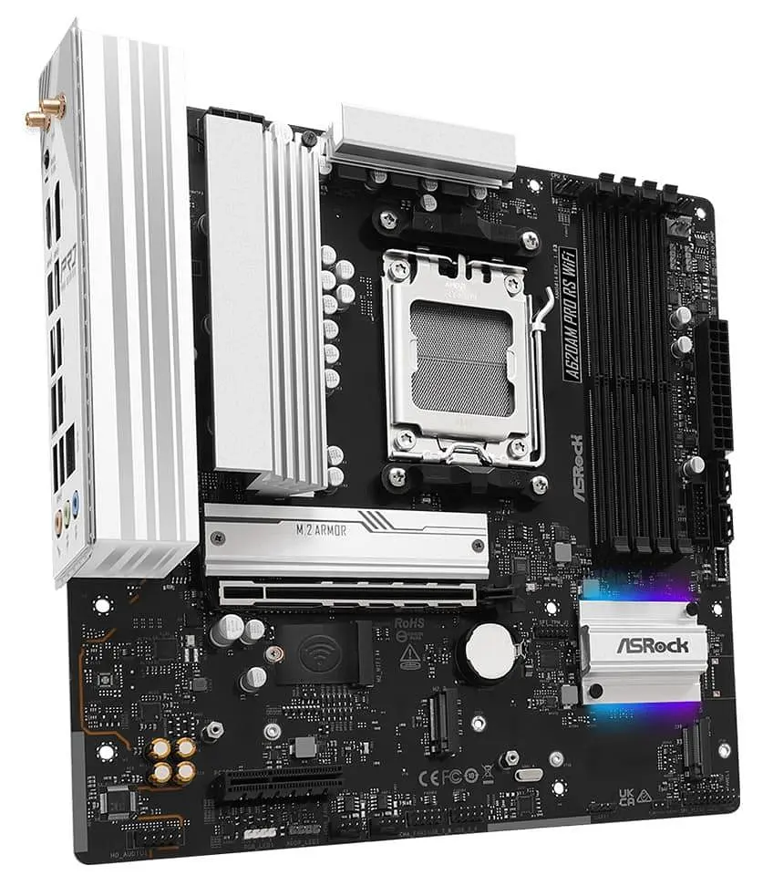 Материнская плата AsRock A620AM PRO RS WIFI (A620AM PRO RS WIFI) (Socket AM5, AMD A620A, Micro-ATX) - фото 2