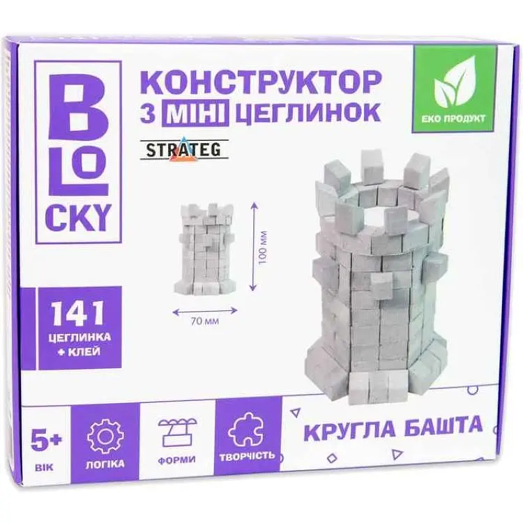 Будівельний набір STRATEG для творчості з міні-цеглинок BLOCKY "Кругла башта" 31024