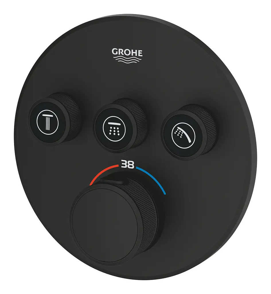 Термостат для встраиваемого монтажа на 3 выхода Grohe Grohtherm SmartControl 29508KF0, Черный матовый - фото 4