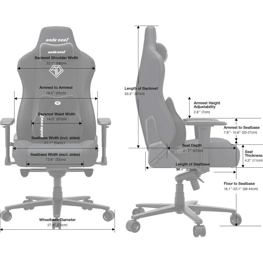 Геймерське крісло Anda Seat Novis Plus XL тканинне темно-сіре (AD23YC-XL-01-GB-F-G04) [167630] - фото 9