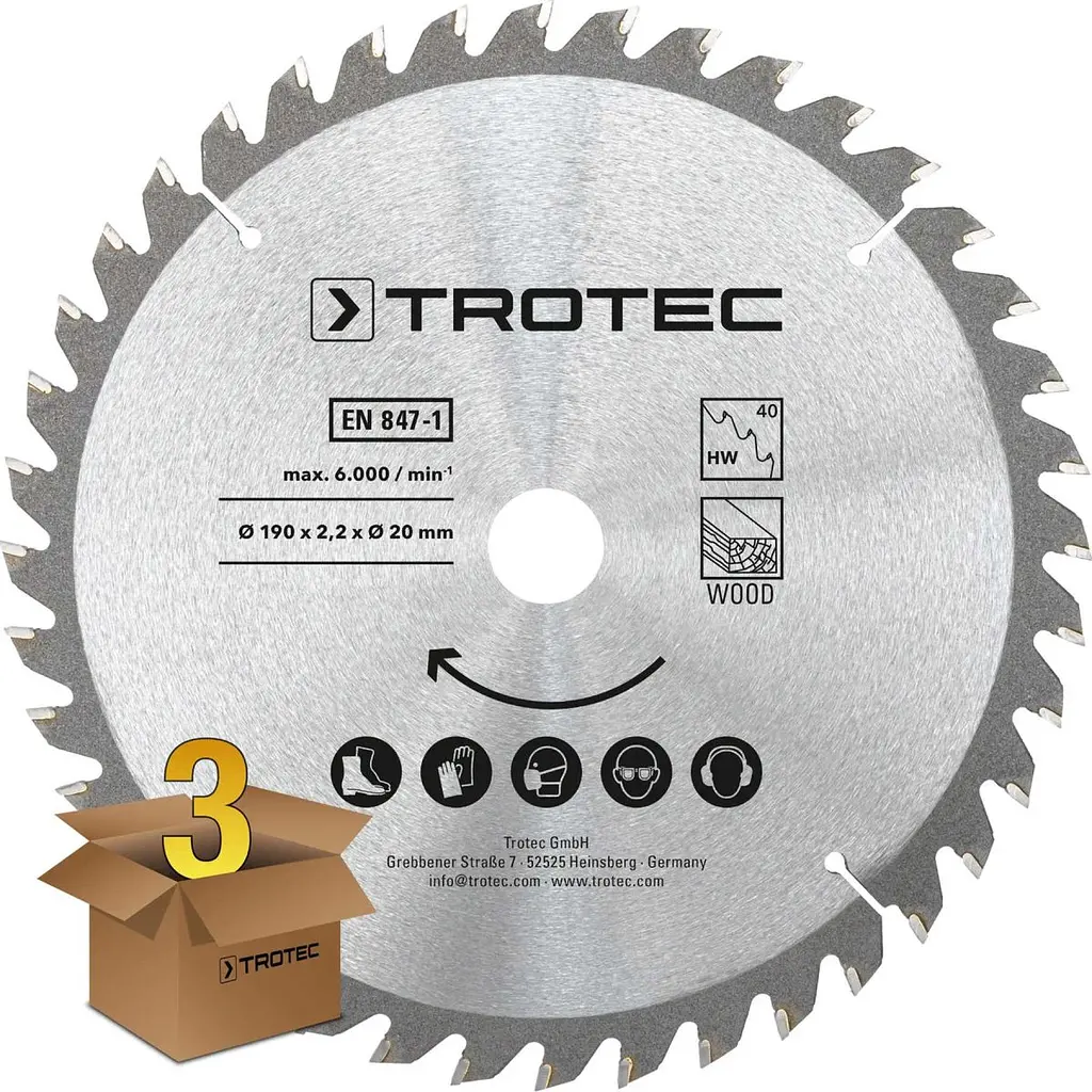 Диск пиляльний Trotec 190х20х2,2 HW40 Wood (3 шт) (6215001331) - фото 2