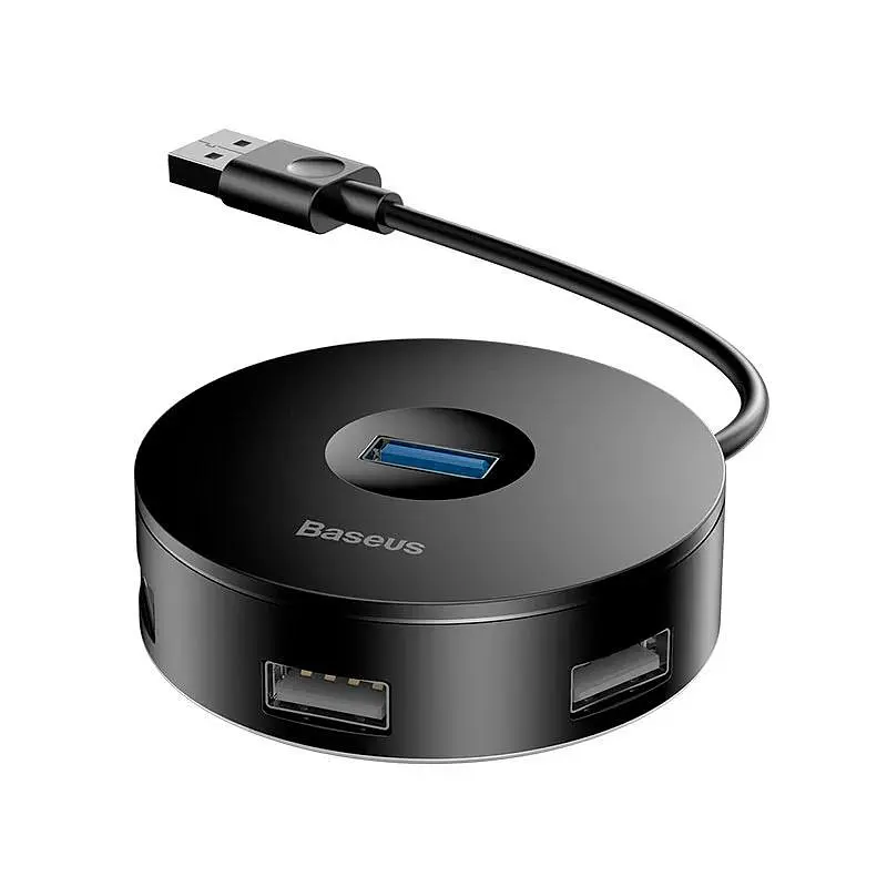 Мультипортовий адаптер USB Хаб Baseus Round Box 1 USB3.0 + 3 USB2.0 CAHUB-F01 Black - фото 3
