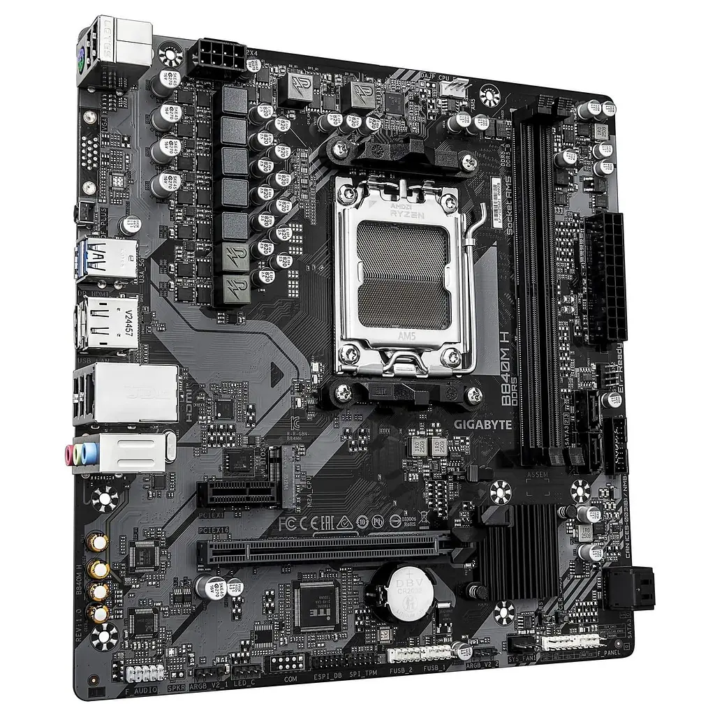 Материнська плата GIGABYTE B840M H (B840M H) (Socket AM5, AMD B840, Micro-ATX) - фото 2