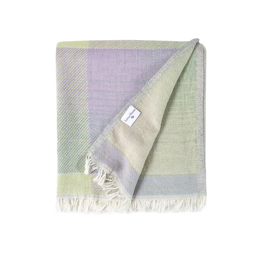 Покрывало Lotus Home - Checked Madras зеленый 190x225 - фото 3