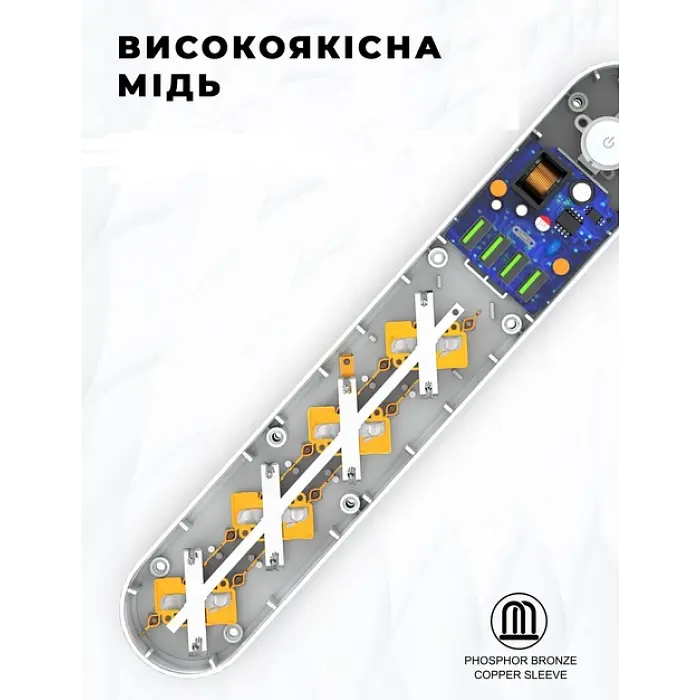 Мережевий фільтр подовжувач 4 євро розетки 4 USB 2м із захистом та заземленням LDNIO SE4432 2500W 10A USB 3.4A - фото 8