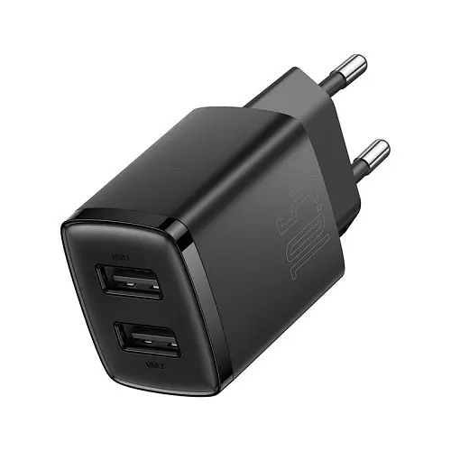 Сітчасте зарядне пристрій Baseus Compact Charger 2U 10.5W EU чорний CCXJ010201 - фото 4