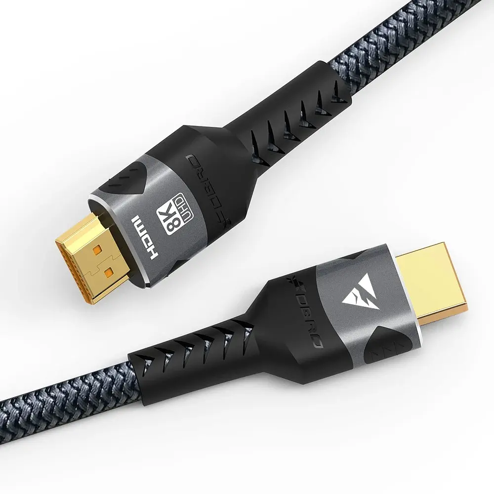 Кабель 8K HDMI 2.1, 3 метра, Ultra High Speed 8K (48 Гбіт/с), в нейлоновому обплетенні, сірий - фото 2