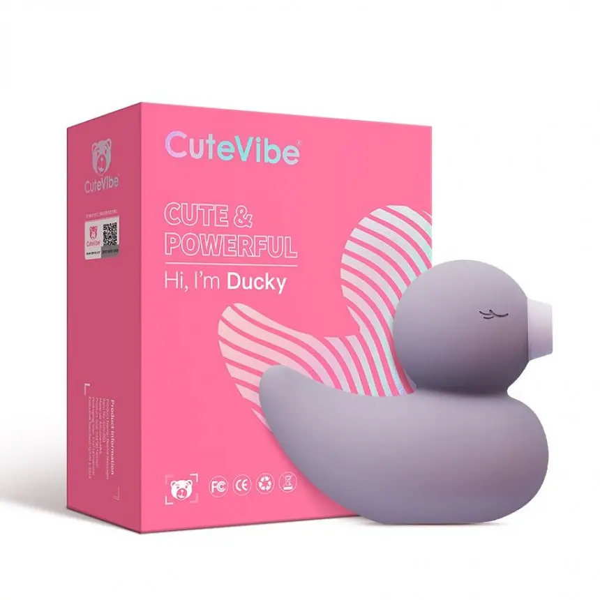 Вибратор CuteVibe Cute Vibe Ducky Вакуумный для клитора, 9.8х1.2 см фиолетовий - фото 5