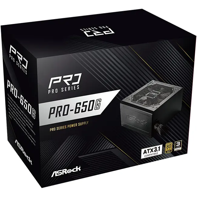 БЖ 650W ASRock PRO PRO-650G 120mm, 80+ Gold, Retail - фото 3