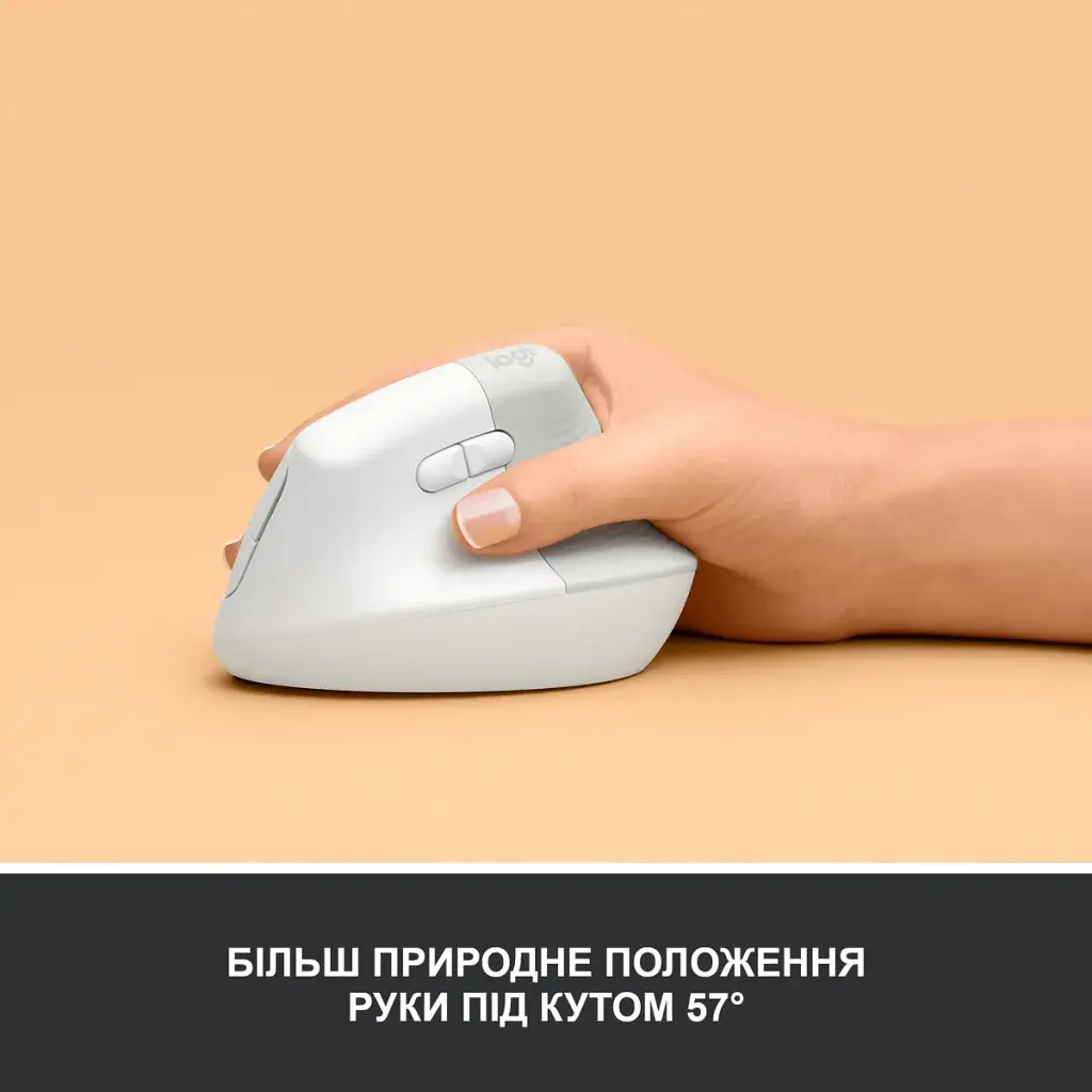 Мишка Logitech Lift Vertical Ergonomic Wireless/Bluetooth White (910-006475) - фото 3