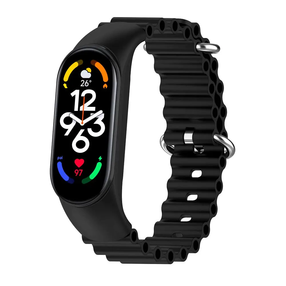 Ремінець MI Ocean band Xiaomi Mi Band 3/Mi Band 4/Mi Band 5/Mi Band 6/Mi Band 7 Black (32366_2917254) - фото 2