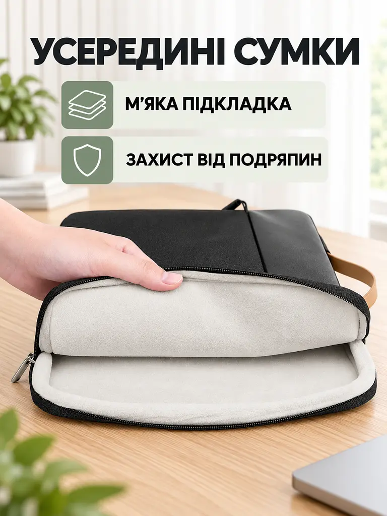 Сумка для ноутбука 16 дюймів водовідштовхувальна Чорна (37261523) - фото 4