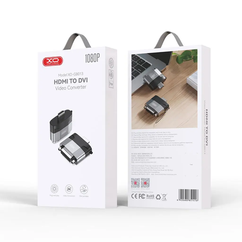 Адаптер XO HDMI-DVI (M/F) Чорний/Сірий (GB013-HDMIDVI.tranish) - фото 5