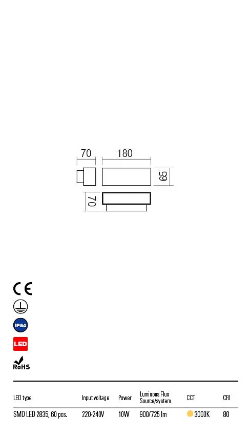 Бра вуличне PLANIT AP LED SMD 10W IP54 DG 3000K(5.1.2) Redo 90096 - фото 3
