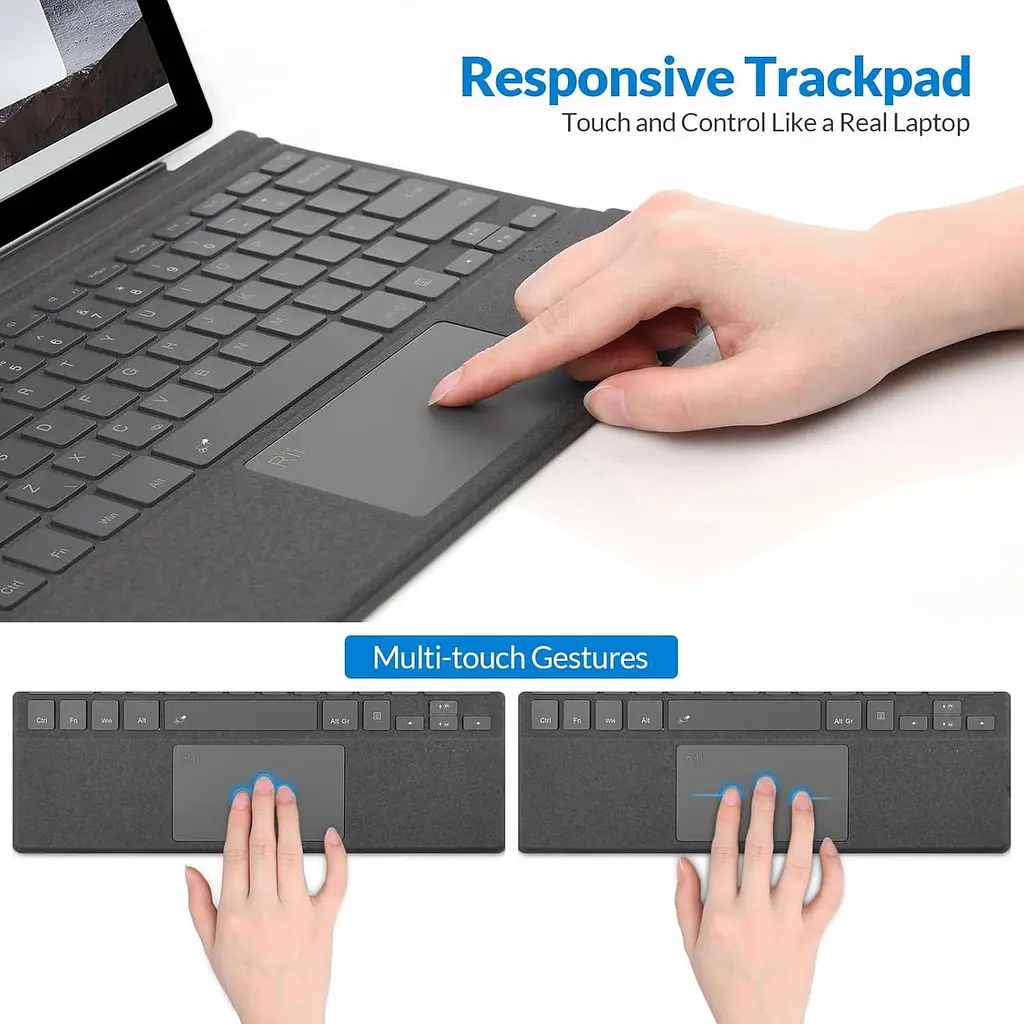 Клавіатура Rii Bluetooth Surface із сенсорною панеллю, сумісна з Surface Pro 7 Plus/7/6/5/4/3, 7-колірна підсвітка - фото 2