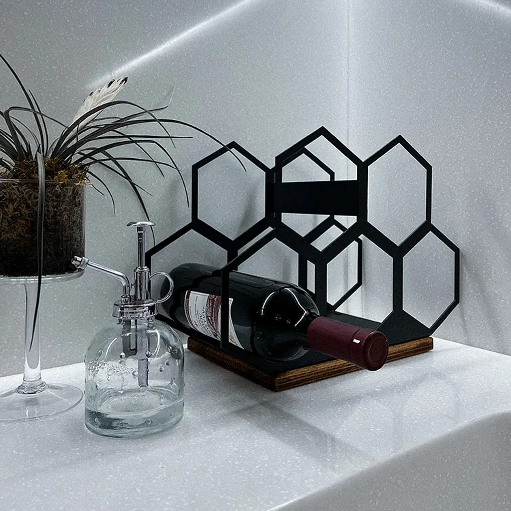 Підставка для вина Nice & Cozy Соти на 5 пляшок з дерев'яною основою - фото 4