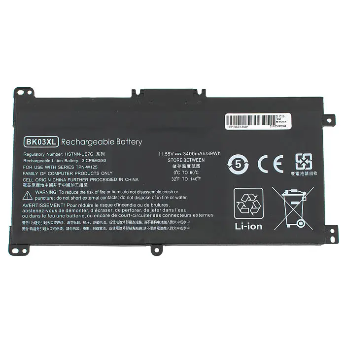 Батарея Hewlett Packard для ноутбука HP BK03XL (Pavilion X360: 14-BA000 series) 11.55V 3400mAh Чорний - фото 3
