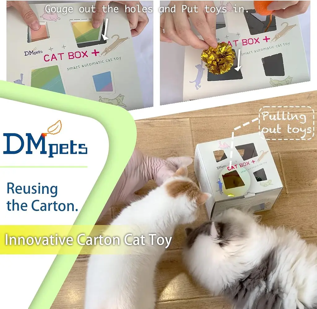 Інтерактивні іграшки для кішок DMpets, автоматичні миші, пір'я, стрічка, хованка, що вискакує в 12 отворах для домашніх кішок, оно - фото 5
