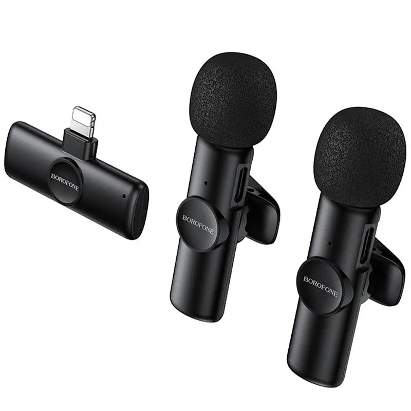 Петличний бездротовий мікрофон Borofone BFK16A Winner dual-mic Type-C Black - фото 5