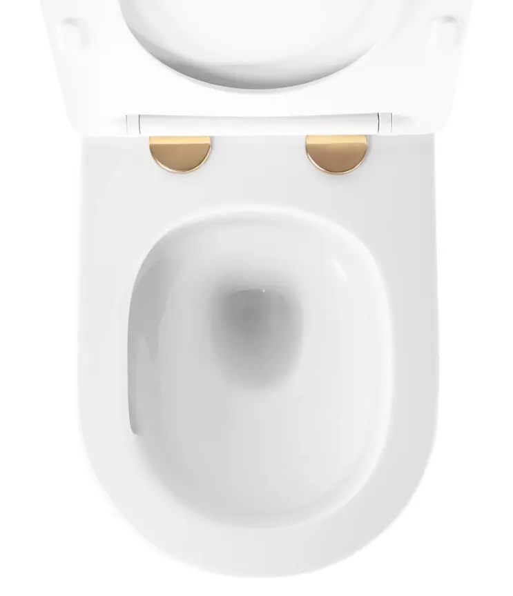 Підвісний унітаз Rea Carlo Mini Tornado NFQ безободковий 49x35,5 см white із краєм gold REA-C6801 - фото 2