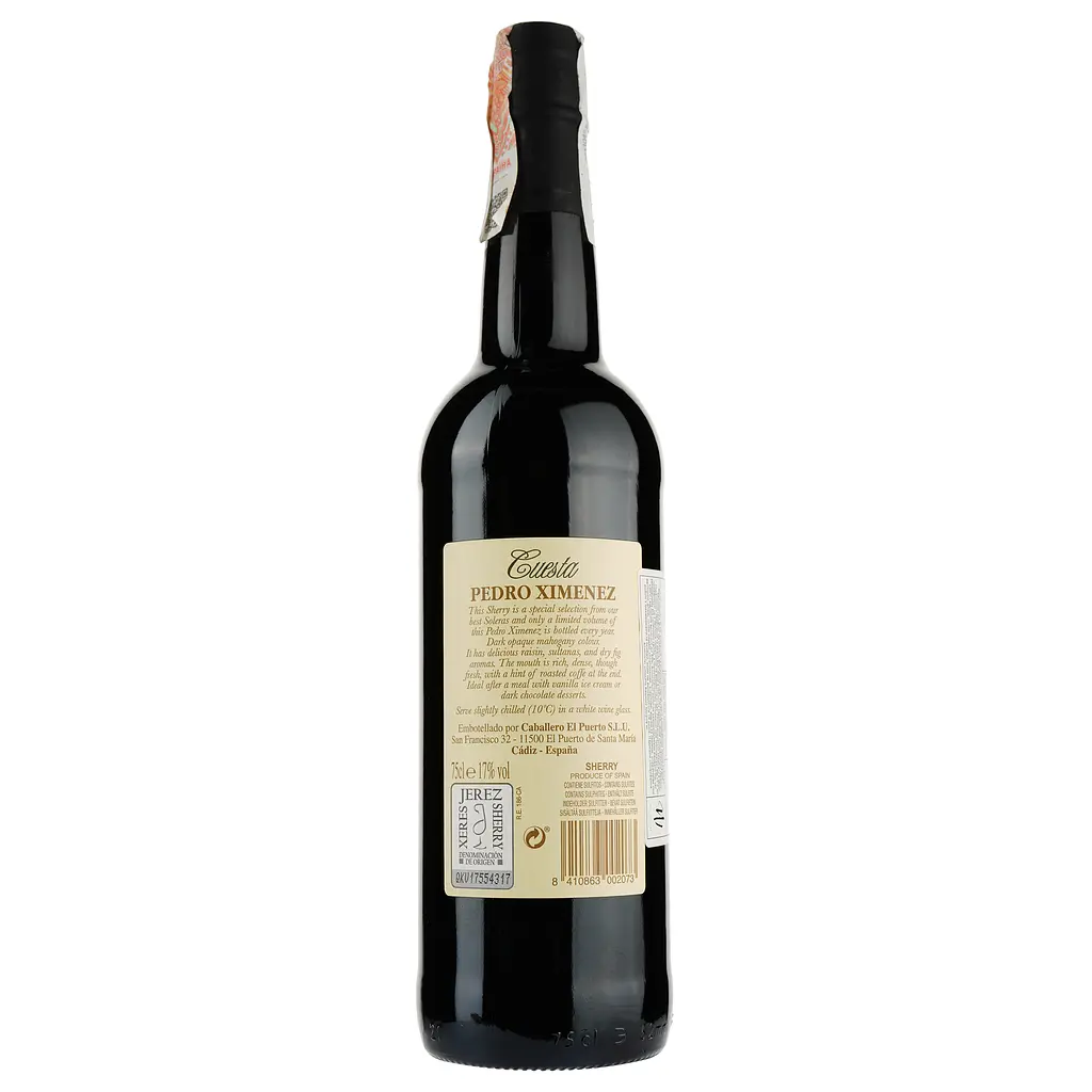 Вино Luis Caballero Cuesta Pedro Ximénez Sherry, біле, солодке, 0,75 л - фото 2