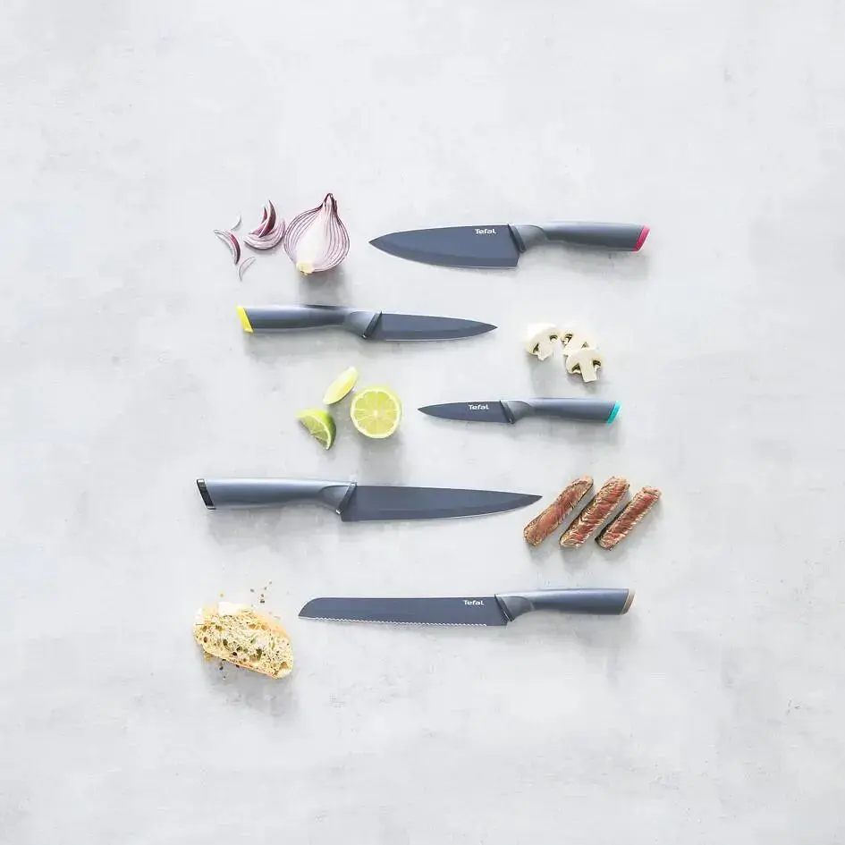 Набор ножей Fresh Kitchen, деревянная колода, 5шт, нержавеющая сталь, пластик, дерево, черный Tefal kuh0014602 - фото 6