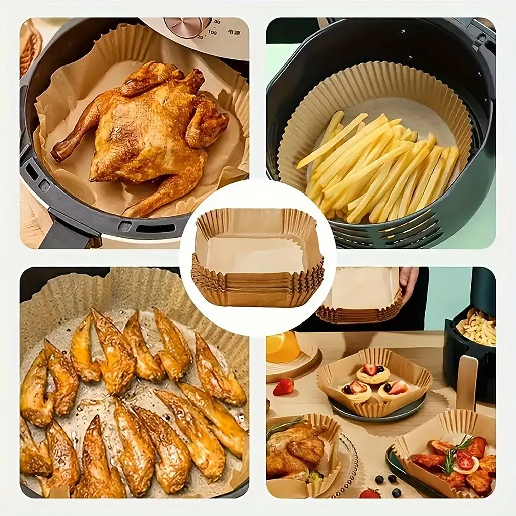 Одноразовые пергаментные формы для выпечки и жарки в аэрофритюре и мультиварке, квадратные, 20х20см, 50 шт Коричневый 88362 - фото 8