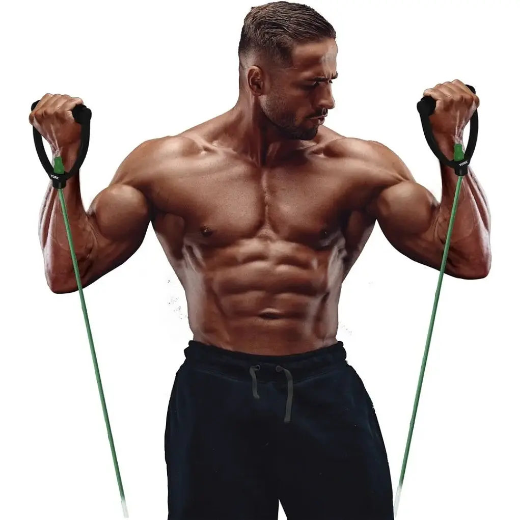 Эспандер трубчатый с ручками York Fitness 13-16кг, зеленый - фото 4