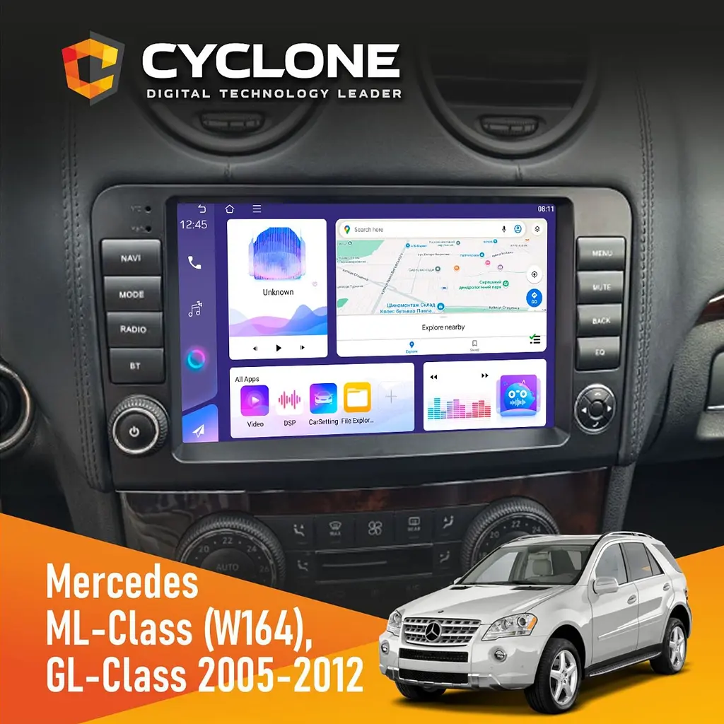 Штатна магнітола Mercedes-Benz ML-Class (W164) 2005-2011 Cyclone C9-011 4x64, DSP Cyclone (НФ-00007342) - фото 2