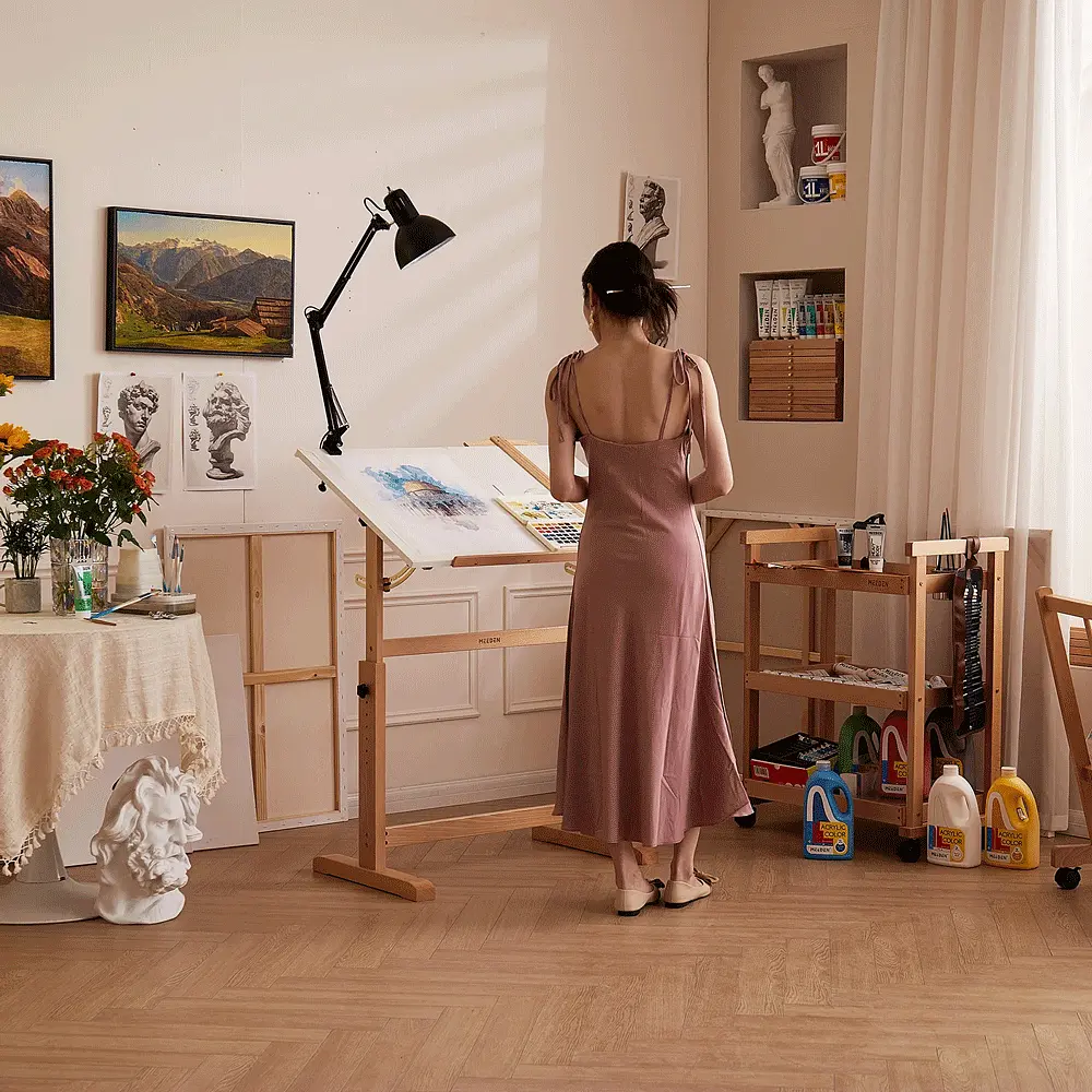Стіл художній креслярський Meeden 6063, 90x60x84 см, дерев'яний, регульована висота - фото 8