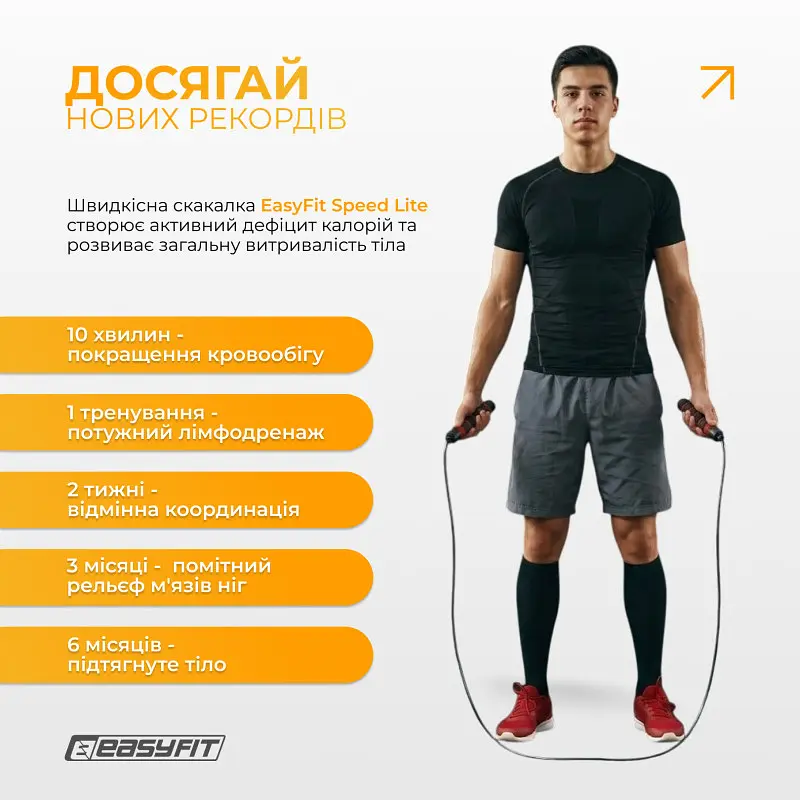 Скакалка для гімнастики EasyFit тренажер швидкісний для боксу - фото 7