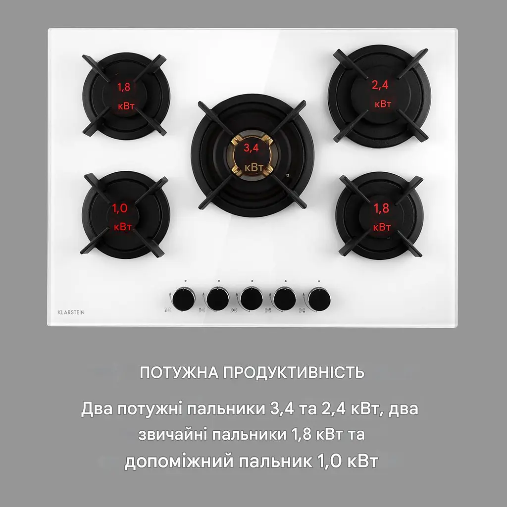 Варочная поверхность газовая Klarstein Goldflame 5 (10035615) - фото 3