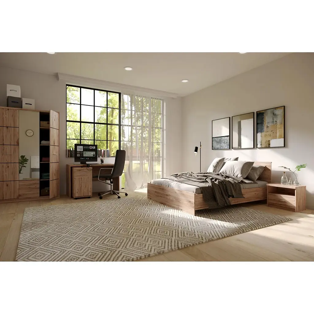 Шафа розпашна з дзеркалом Gerbor Шанталь SZF3D2S Дуб санремо світлий (GRB-1458) - фото 2