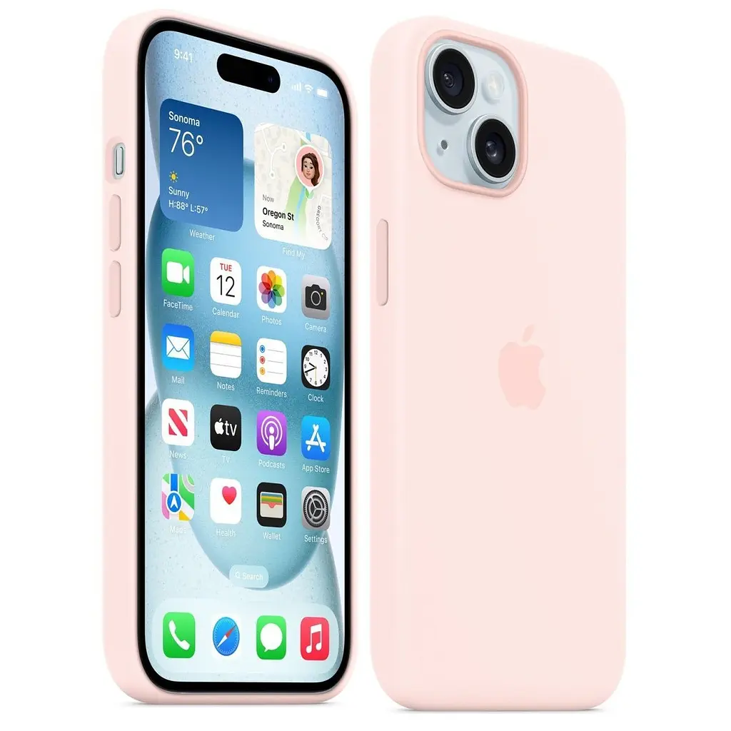 Оригинальный силиконовый чехол Apple Silicone Case MagSafe для iPhone 15 (6.1") Light Pink MT0U3ZM/A - фото 5