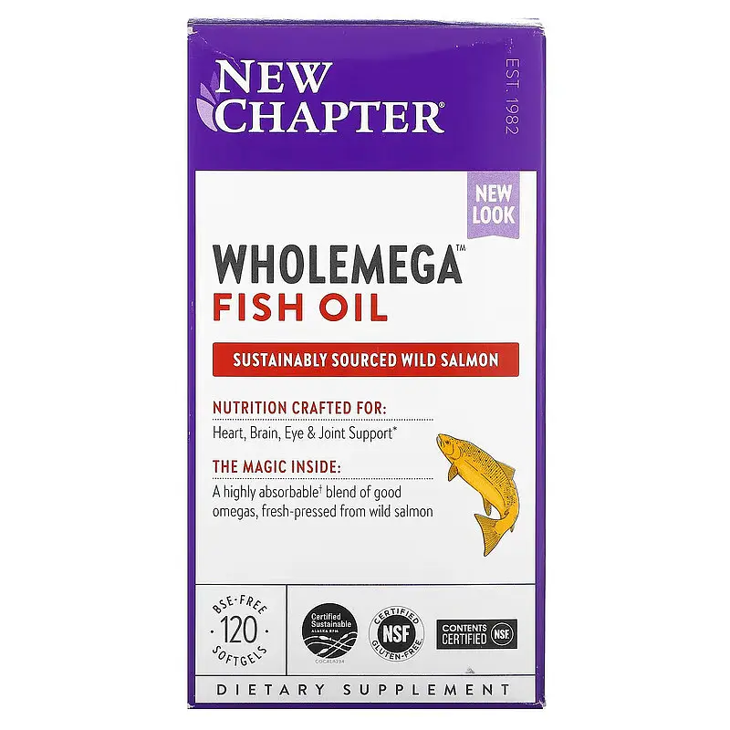 Жирные кислоты New Chapter Wholemega Fish Oil 120 капсул - фото 3