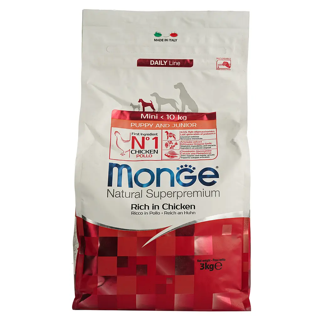 Сухой корм для щенков Monge Dog Mini Puppy&Junior, курица с рисом, 3 кг - фото 2