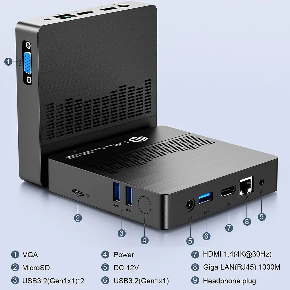 MLLSE M2 Air Mini PC 6GB RAM, 128GB EMMC, Intel N4000, Windows 11 Pro - фото 6